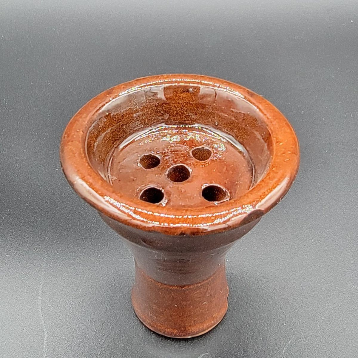 釉薬がけのエジプシャン型ボウル（中央1穴＋周囲4穴のレンコン状配置）
